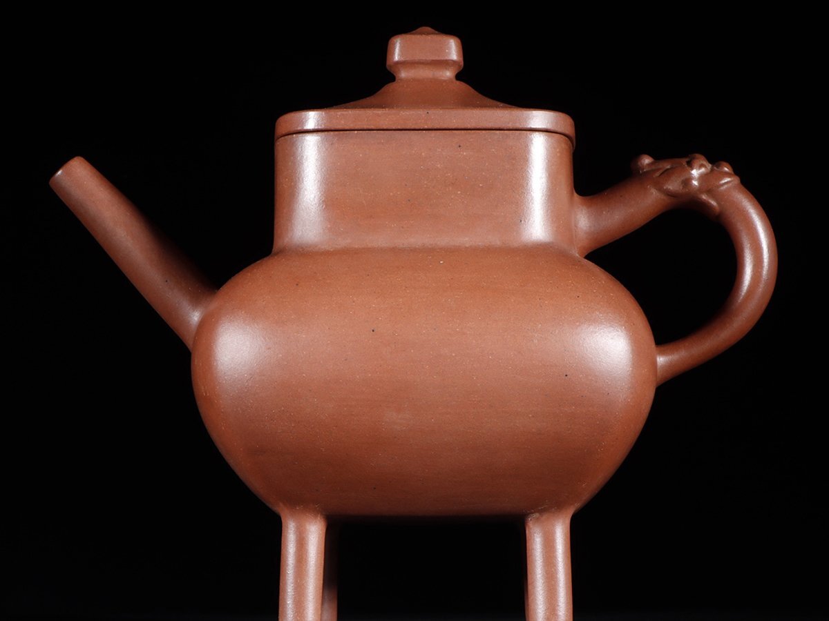 【安】明時代 陳用卿制 四足四方茶壺 宜興紫砂 常滑 朱泥急須 煎茶道具 茶壷 古美味 古董品 時代物 348