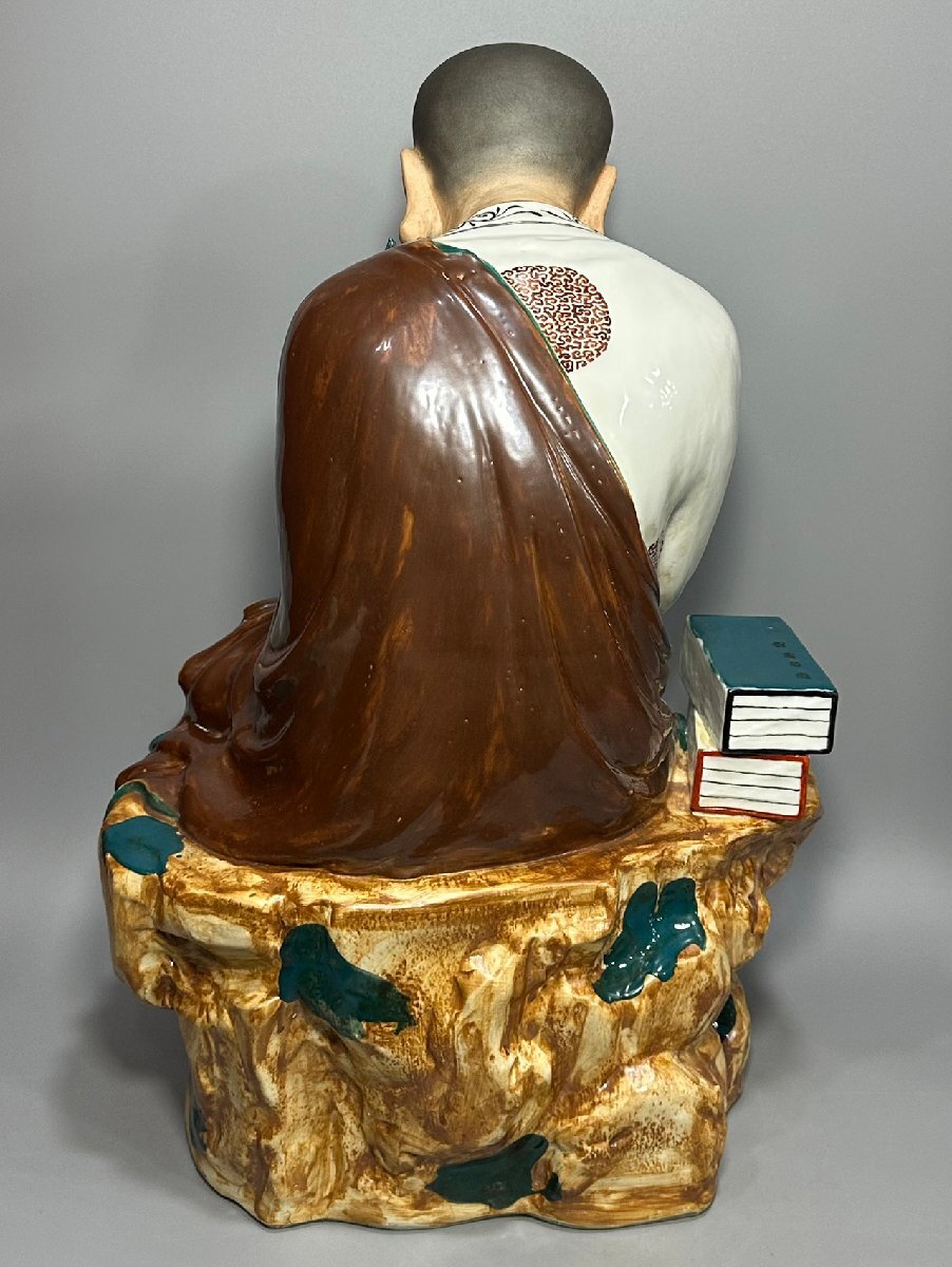 【安】民國時代 曽龍昇造 羅漢坐像 唐瓷 染付 古陶瓷 古美味 中國古美術(shù) 古董品 349