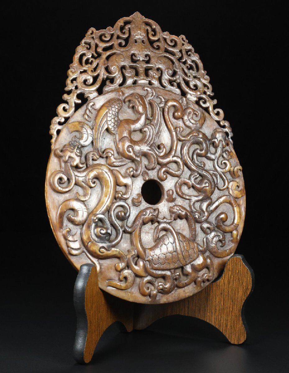 【安】漢時(shí)代 和田玉 高古玉 龍鳳紋玉璧 極細(xì)工 古置物 古擺件 中國(guó)古美術(shù) 時(shí)代物 古董品 363