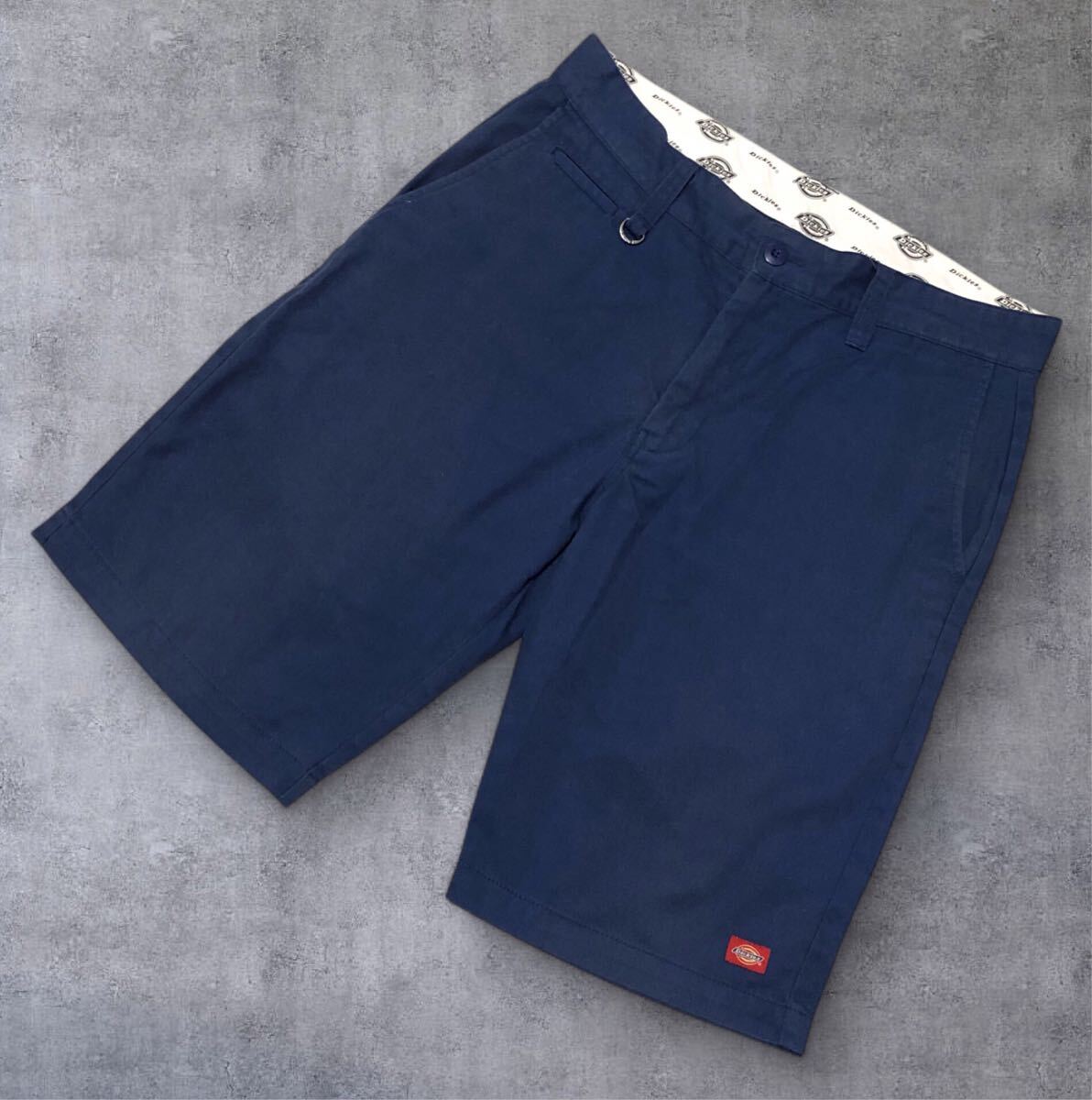 ■Dickies ディッキーズ■ラベルロゴワッペン チノ ハーフパンツ ネイビー XL_画像1