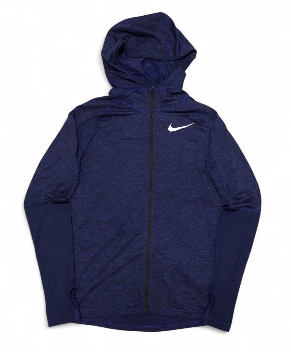 ■NIKE ナイキ■スウッシュプリント RUNNING フルジップ 薄手 パーカー ネイビー S_画像1
