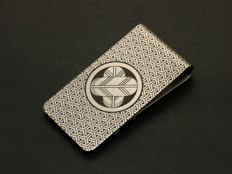 丸に違い鷹の羽 家紋入り マネークリップ まるにちがいたかのは money clip 戦国武将 家紋グッズ 送料無料【オーダーメイド可】