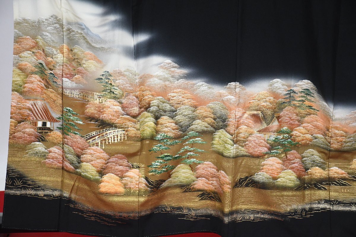 黒留袖 結婚式 京風景 身丈153cm 裄丈65cm ★着物 e-1400 桜庭呉服店_画像2