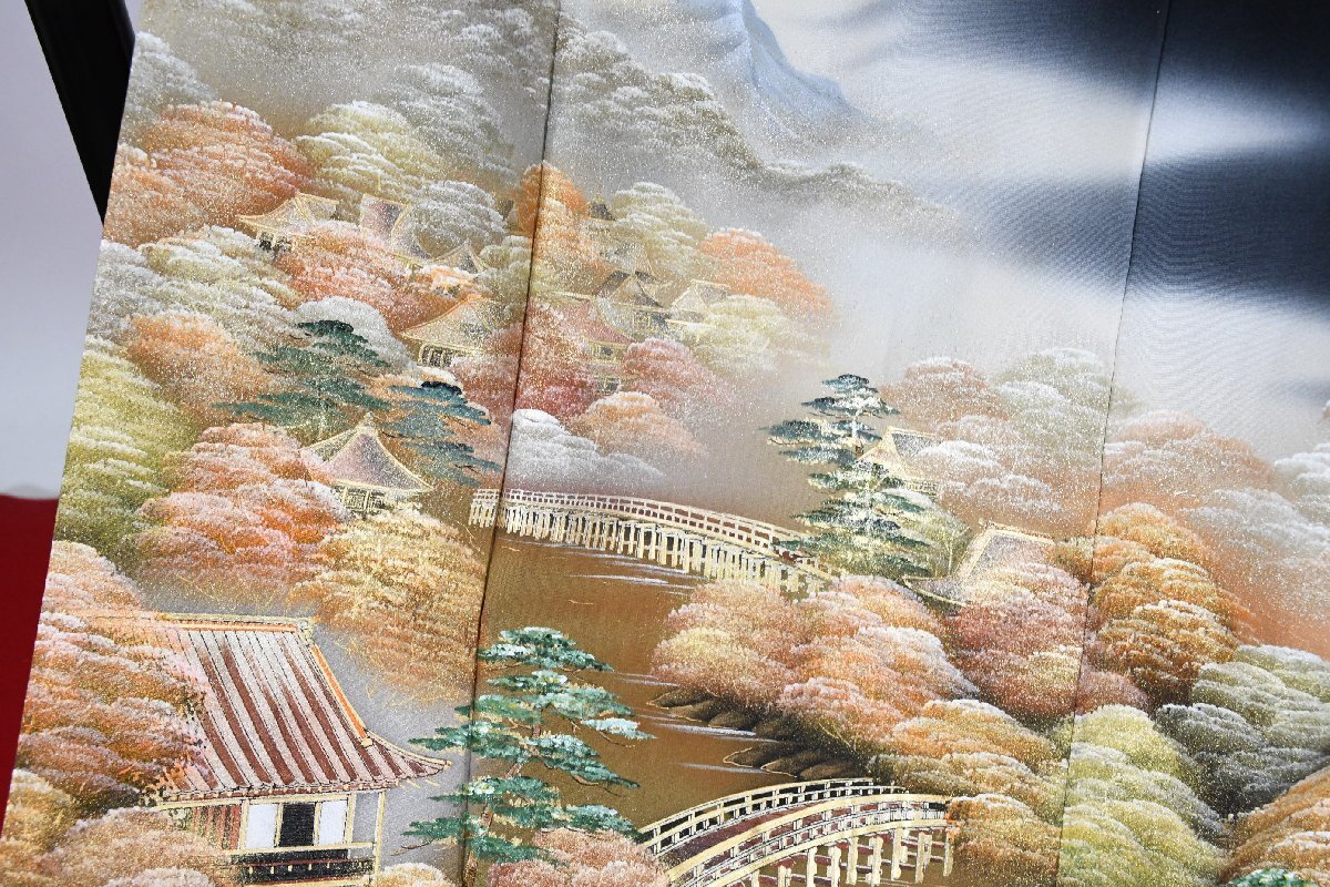 黒留袖 結婚式 京風景 身丈153cm 裄丈65cm ★着物 e-1400 桜庭呉服店_画像4