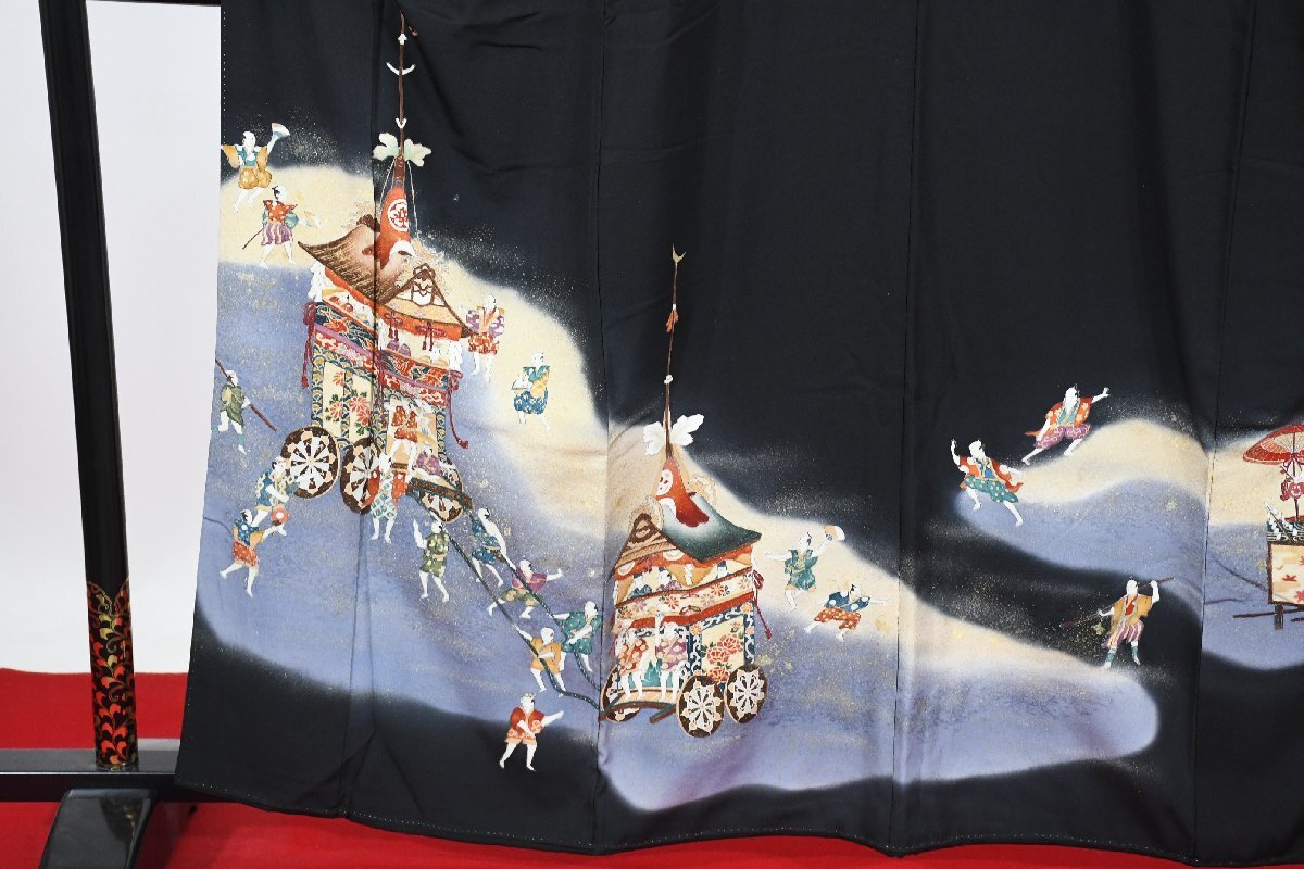 黒留袖 結婚式 祇園祭 祭り柄 身丈156cm 裄丈64cm ★着物 e-1418 桜庭呉服店_画像2