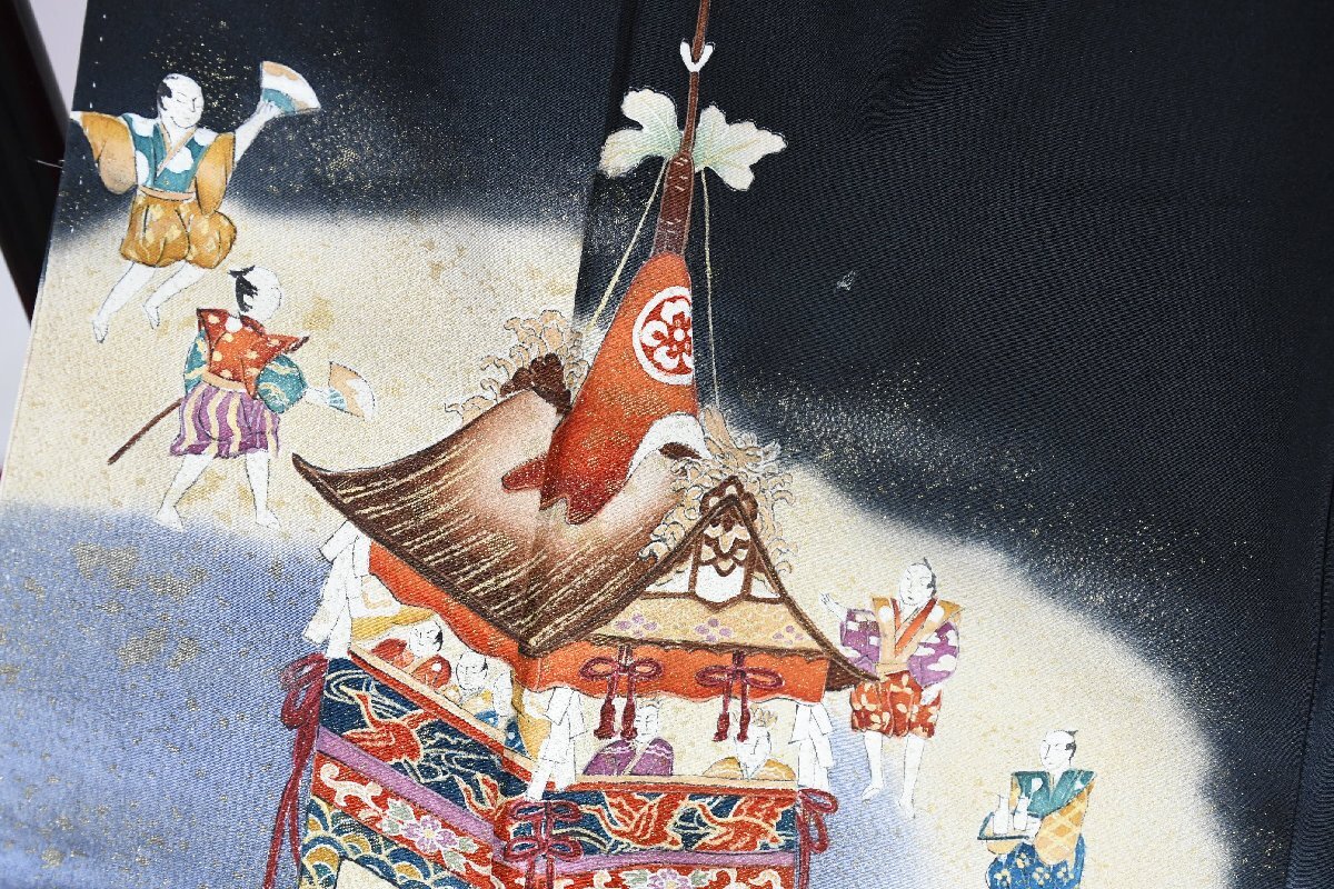 黒留袖 結婚式 祇園祭 祭り柄 身丈156cm 裄丈64cm ★着物 e-1418 桜庭呉服店_画像3