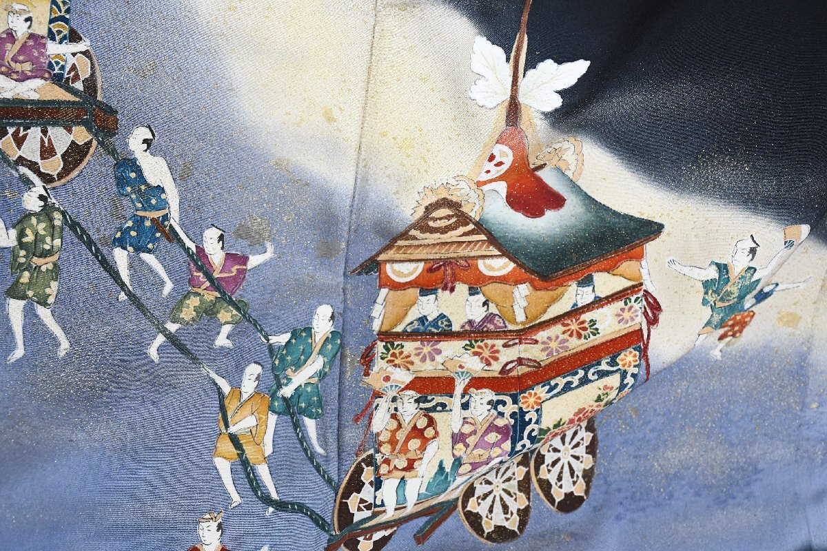 黒留袖 結婚式 祇園祭 祭り柄 身丈156cm 裄丈64cm ★着物 e-1418 桜庭呉服店_画像4