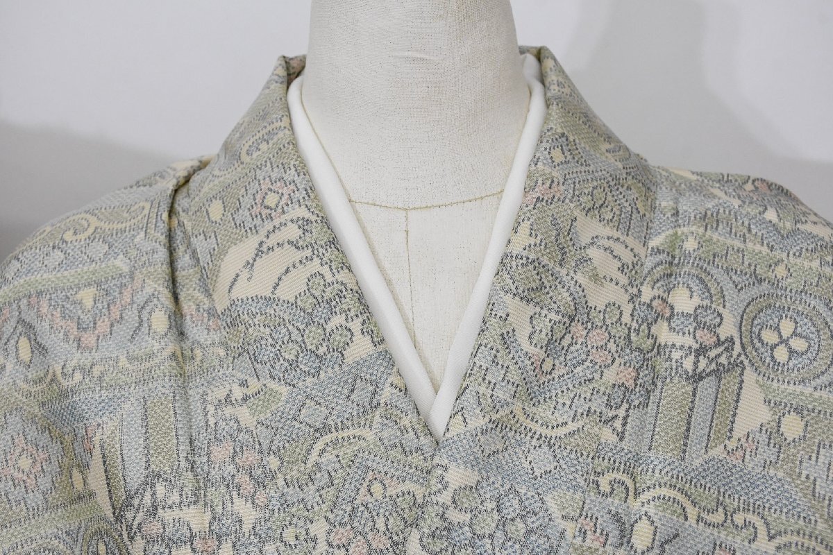 大島紬 正絹 和更紗 身丈157cm 裄丈66cm ★着物 pb-3599 桜庭呉服店_画像1