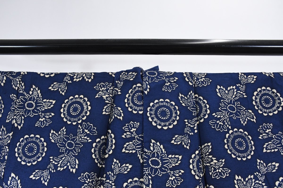 紬 つむぎ 型染め 藍染 正絹 単衣 身丈152cm 裄丈63cm ★着物 pb-3600 桜庭呉服店_画像7