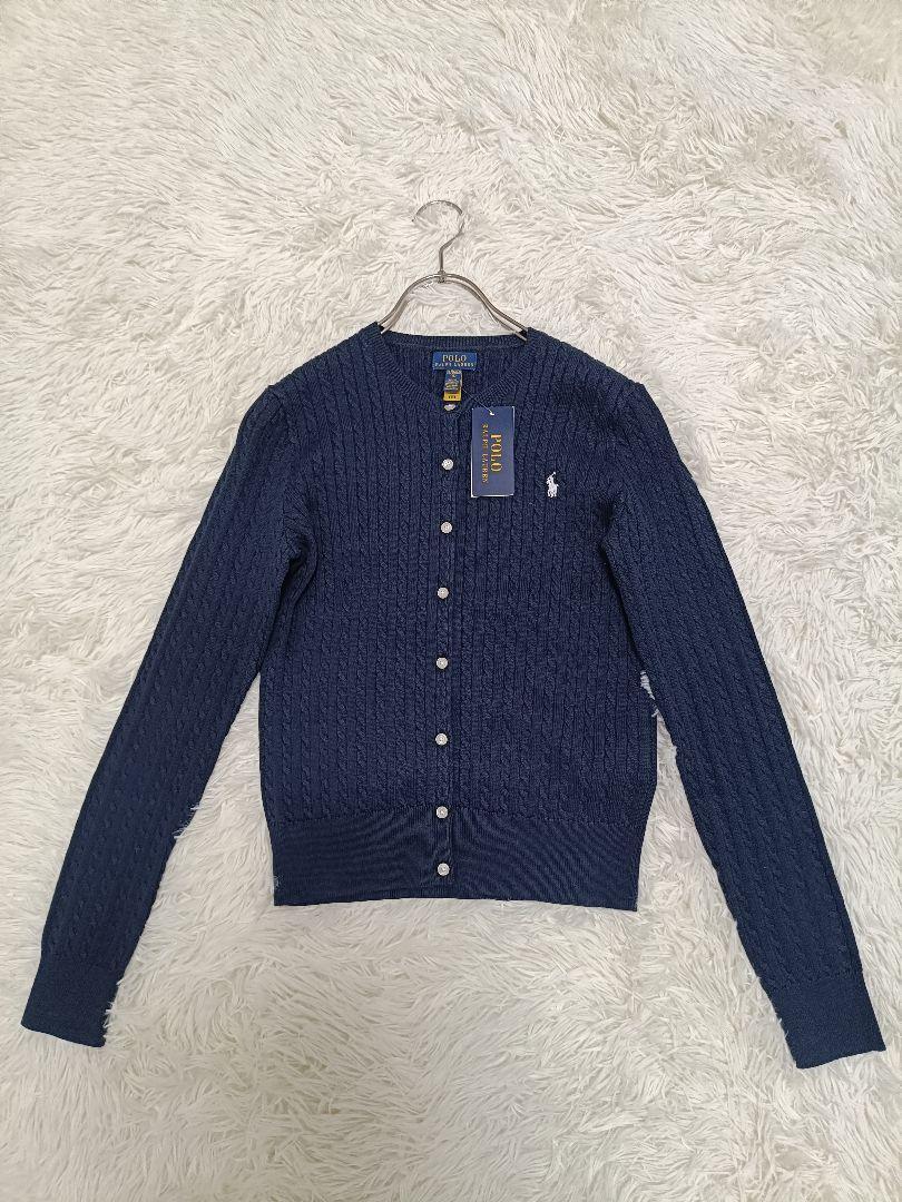 ポロラルフローレン　ケーブルニットカーディガン　ポニー　半袖ニット ポロラルフローレン ケーブルニットカーディガン ポニー 半袖