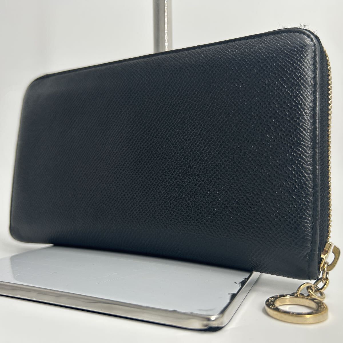 現行 極美品✨ブルガリ サークルロゴ ICチップ ラウンドファスナー