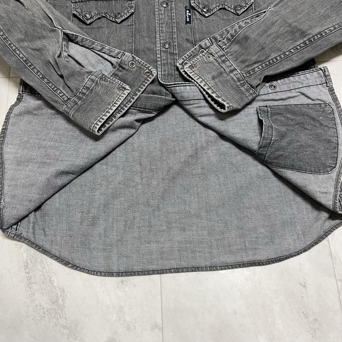 BLUE BLUE ブルーブルー ウエスタンシャツ デニムシャツ 長袖シャツ shirt グレー サイズS 玉mc4113 _画像7