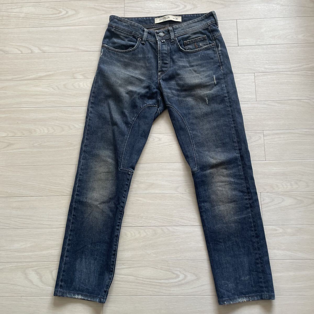 【大人の色気】シヴィリア　SIVIGLIA ジーンズ デニムパンツ ストレート ジーパン ボトムス 30 S M インディゴ イタリア制　ウォッシュ