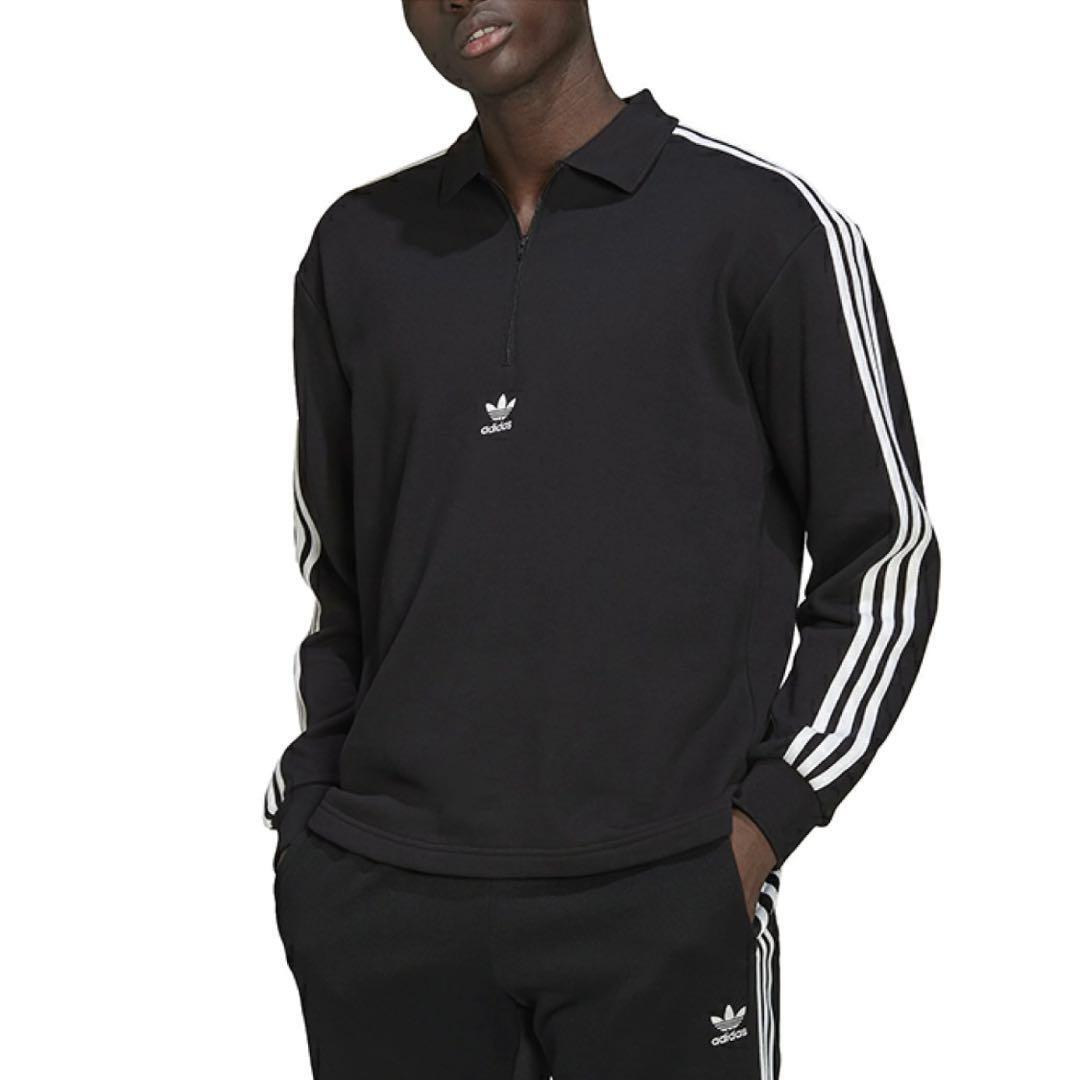【常田大希着用】adidas 3ストライプス ロングスリーブ ポロシャツ S 黒 常田大希着用】adidas 3ストライプス ロングスリーブ ポロシャツ