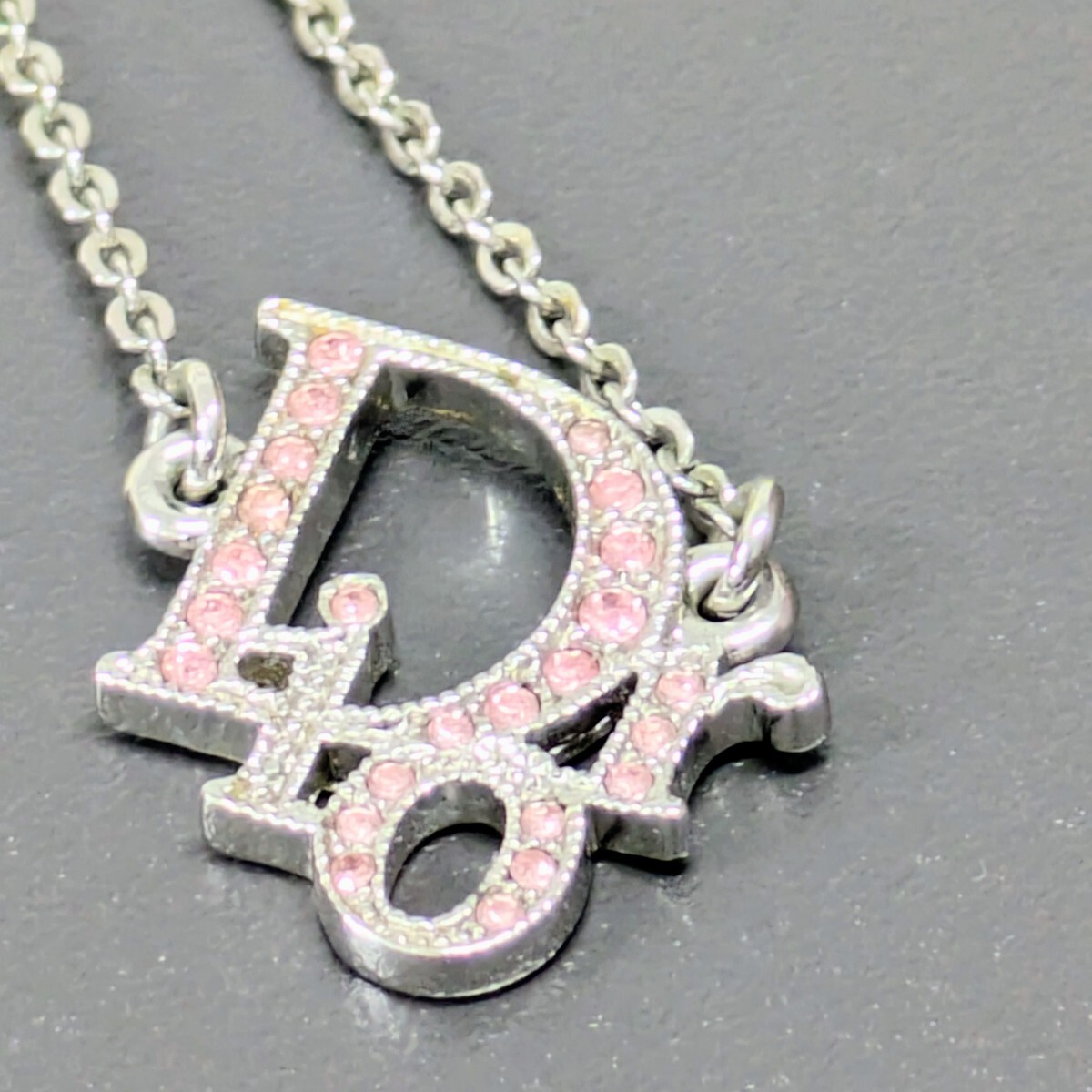 【レア品】クリスチャンディオール Christian Dior ネックレス ピンクストーン　ロゴ　ビンテージ　レア