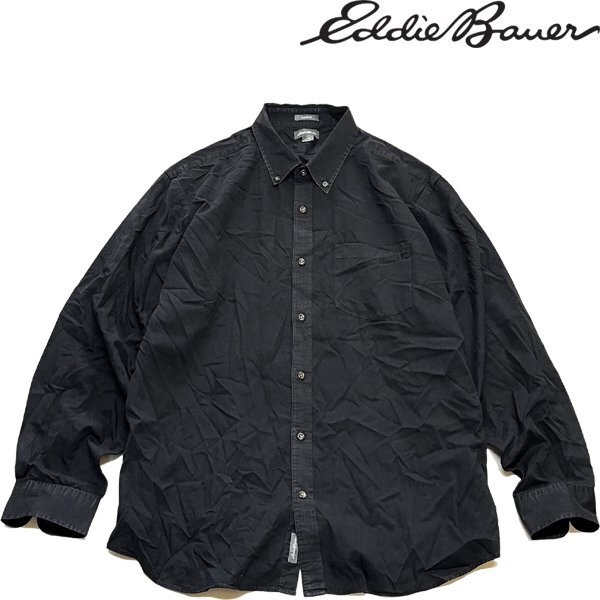 1点物◆エディーバウアー長袖ビッグサイズ黒無地シャツ古着メンズXLレディースOKアメカジ90sストリート/スポーツアウトドアブランド349876_画像1