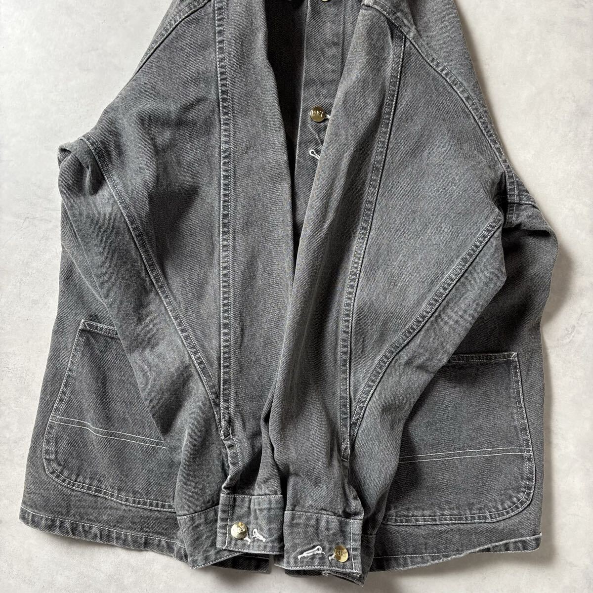 KEY imperial キー×ジャーナルスタンダード デニム カバーオール ジャケット ブラックウォッシュ コットン メンズ (M) グレー ●r-871_画像4