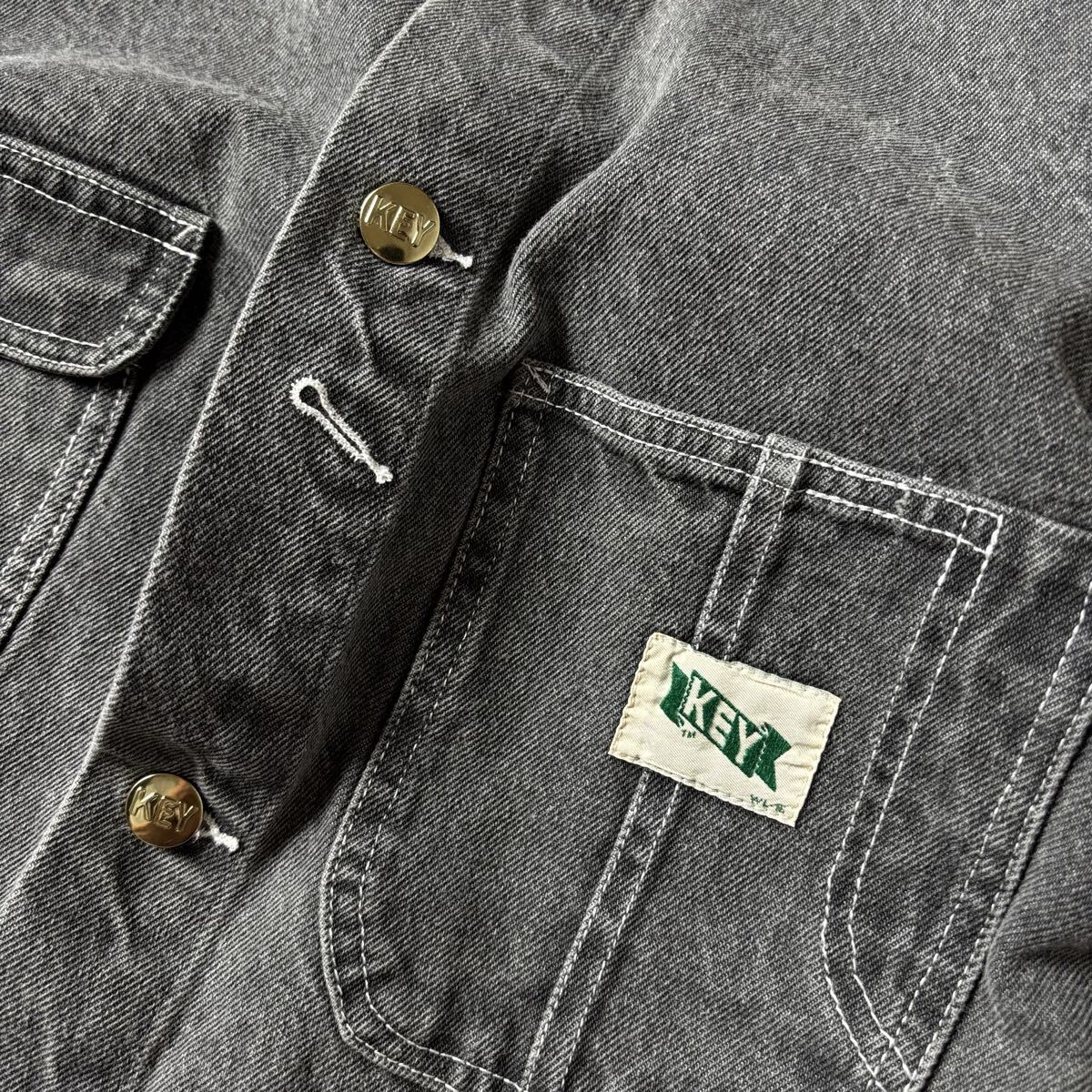KEY imperial キー×ジャーナルスタンダード デニム カバーオール ジャケット ブラックウォッシュ コットン メンズ (M) グレー ●r-871_画像5
