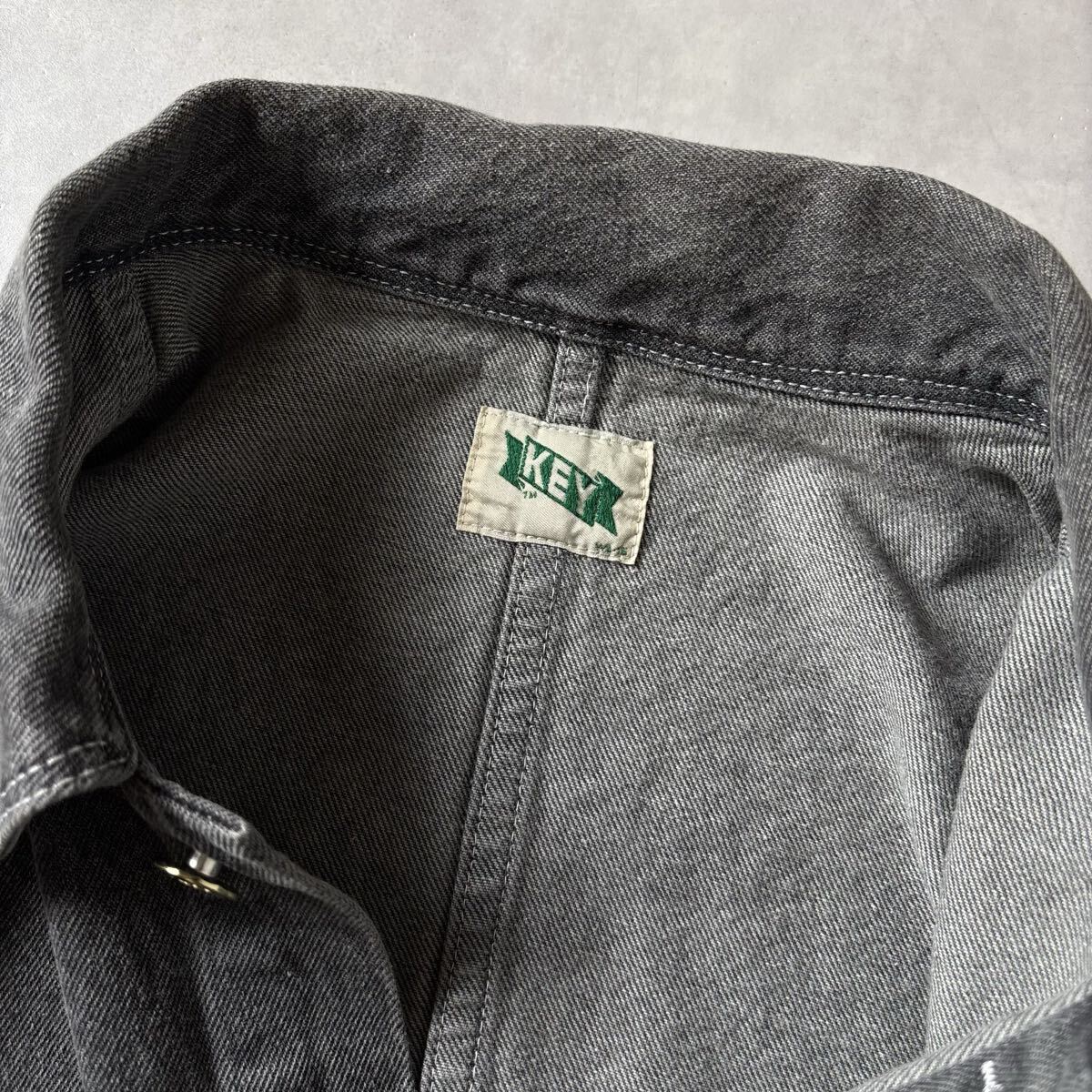 KEY imperial キー×ジャーナルスタンダード デニム カバーオール ジャケット ブラックウォッシュ コットン メンズ (M) グレー ●r-871_画像6