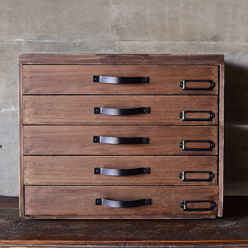 天然杉 古材 引き出し収納ボックス チェスト 収納棚 5段 木製