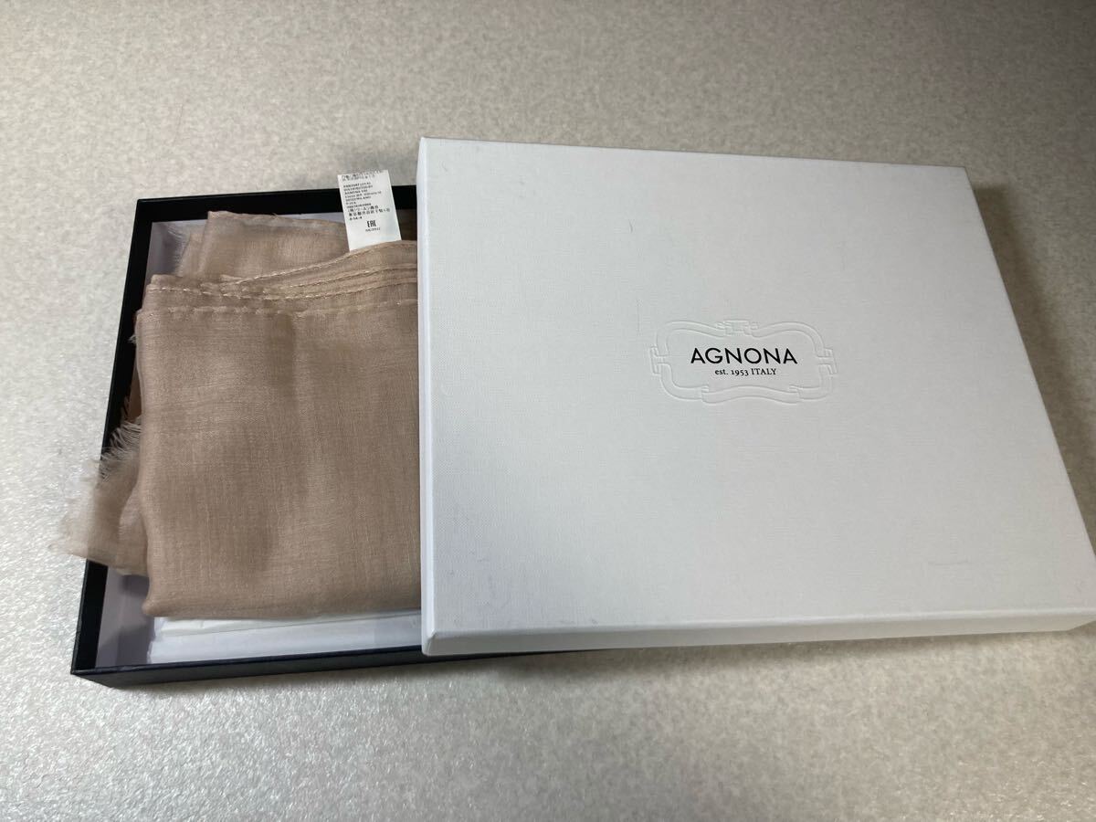 新品 アニオナ(伊) 超軽量ストール/スカーフ シフォンカシミア100%春夏秋用 200×70 ピンクベージュ 定価13.2万円_画像1