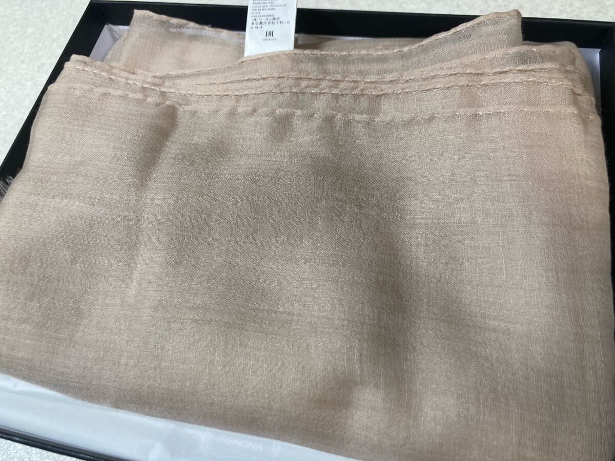 新品 アニオナ(伊) 超軽量ストール/スカーフ シフォンカシミア100%春夏秋用 200×70 ピンクベージュ 定価13.2万円_画像2