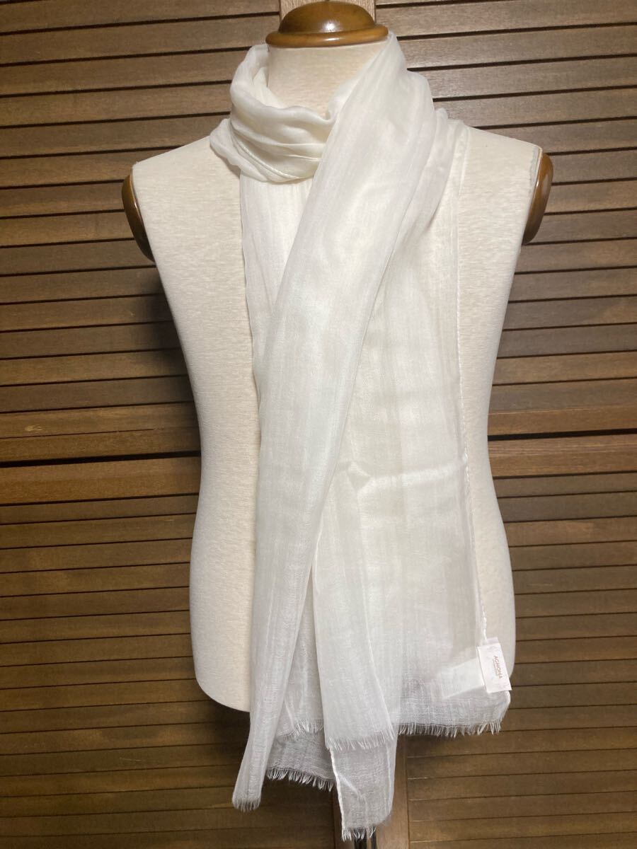 新品　アニオナ(伊)　超軽量ストール/スカーフ　シフォンカシミア100％春夏秋用　200×70　オフホワイト　定価１３．２万円_画像3