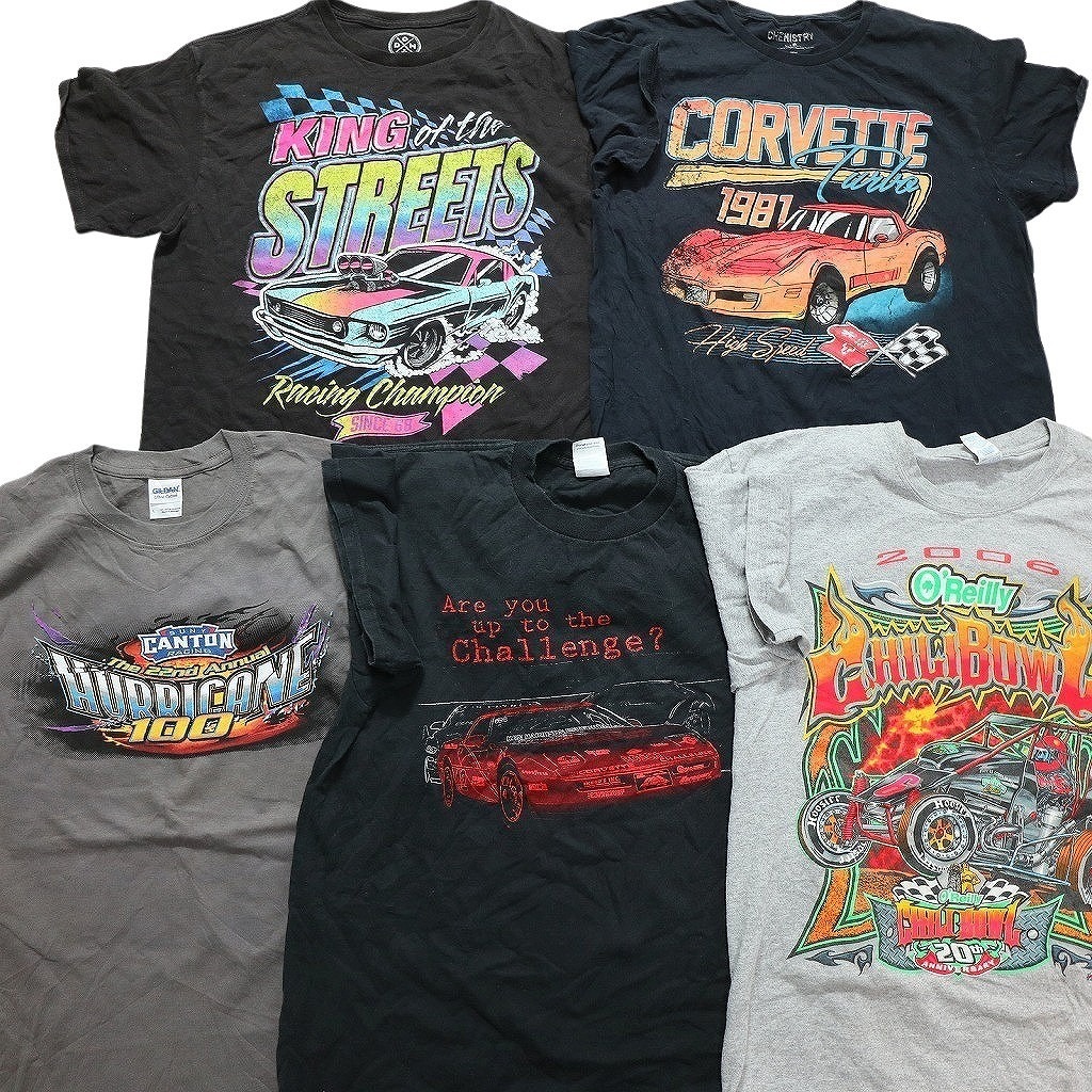 古著卸 レーシング 半袖Tシャツ 16枚セット (メンズ Ｓ /Ｍ /Ｌ /XL /2XL /3XL ) グラフィック トラクタープル NB8439 1円スタート