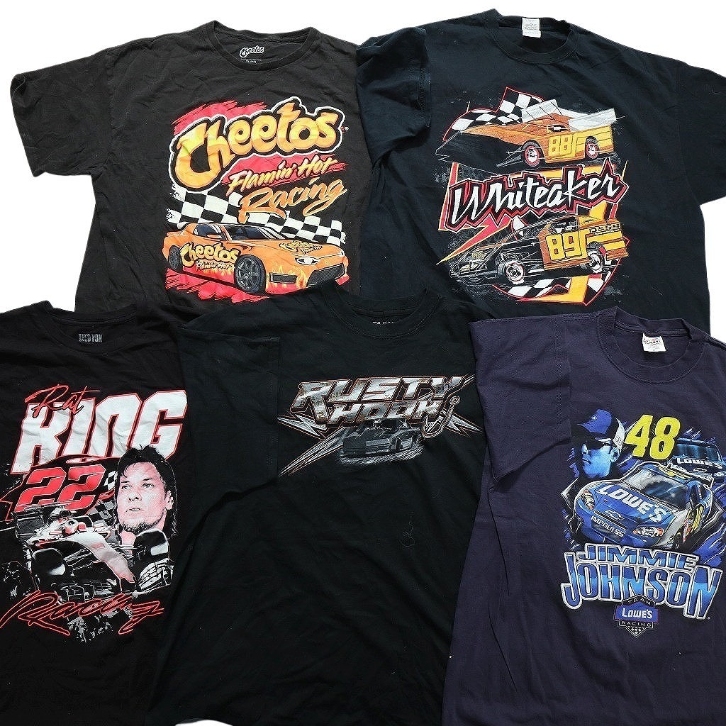 古著卸 レーシング 半袖Tシャツ 16枚セット (メンズ Ｓ /Ｍ /Ｌ /XL /2XL /3XL ) グラフィック トラクタープル NB8439 1円スタート
