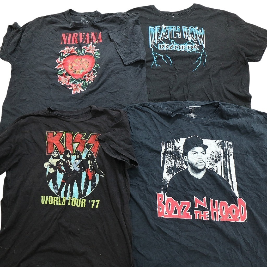 古著卸 まとめ売り 音楽?バンド 半袖Tシャツ 14枚セット (メンズ 2XL /3XL /4XL /5XL ) ピンクフロイド ニルヴァーナ NB8326 1円スタート