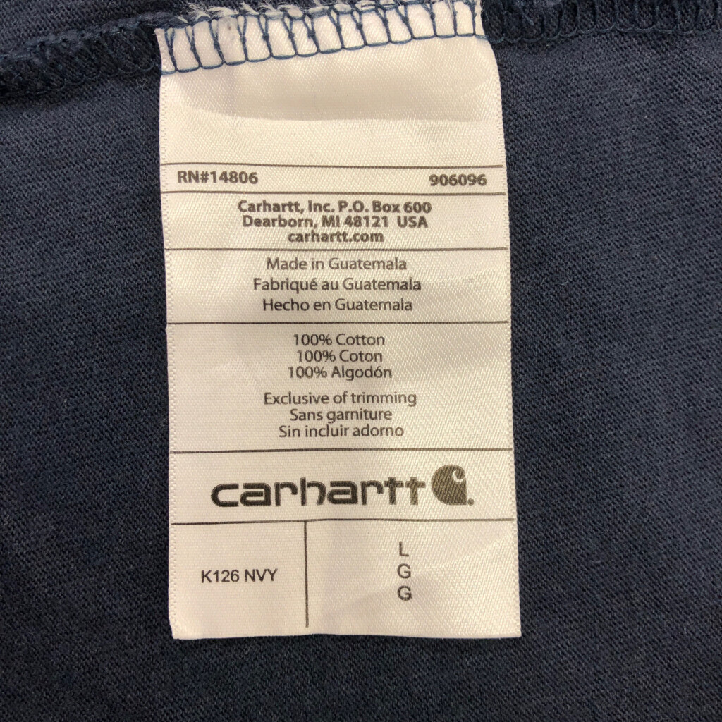 Carhartt カーハート ポケット 長袖Ｔシャツ ワンポイント ネイビー (メンズ L) 中古 古着 Q7083_画像5