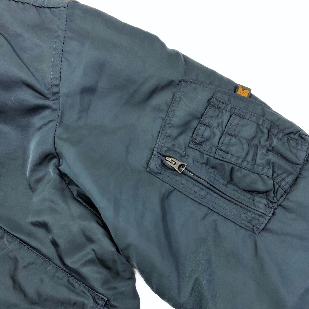 USA製 ALPHA INDUSTRIES アルファ インダストリーズ CWU-45/P フライトジャケット ミリタリー ネイビー(メンズ LARGE)中古 古着 V1811_画像6
