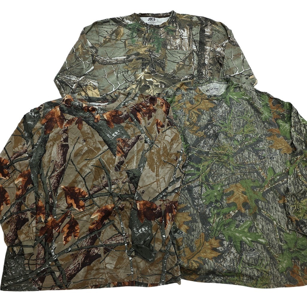 古着卸 まとめ売り リアルツリー 長袖Tシャツ 10枚セット (メンズ XL ) 胸ポケット ワンポイント ミリタリー NC0355 1円スタート_画像4