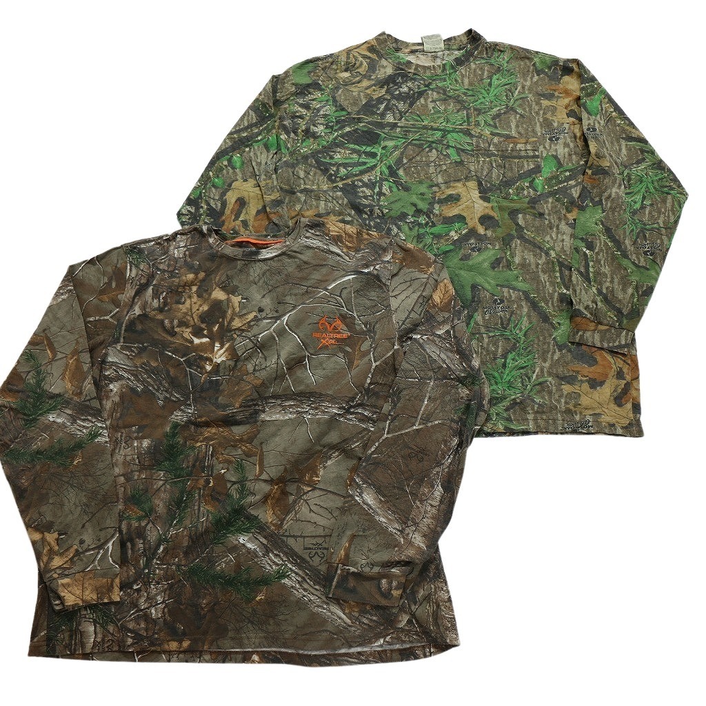 古着卸 まとめ売り リアルツリー 長袖Tシャツ 10枚セット (メンズ XL ) 胸ポケット ワンポイント ミリタリー NC0355 1円スタート_画像5