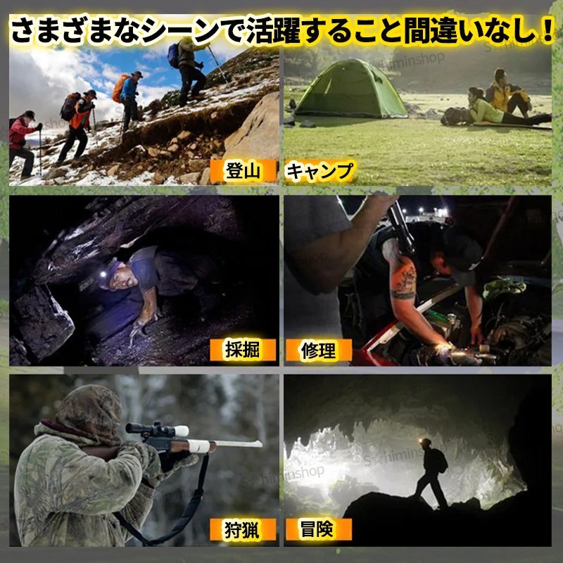 LED ヘッドライト ヘッドランプ 充電式 軽量 防水 高輝度 USB アウトドア キャンプ 登山 作業(yè)用 小型 懐中電燈 防災(zāi) 夜間作業(yè) 2個(gè)セット 