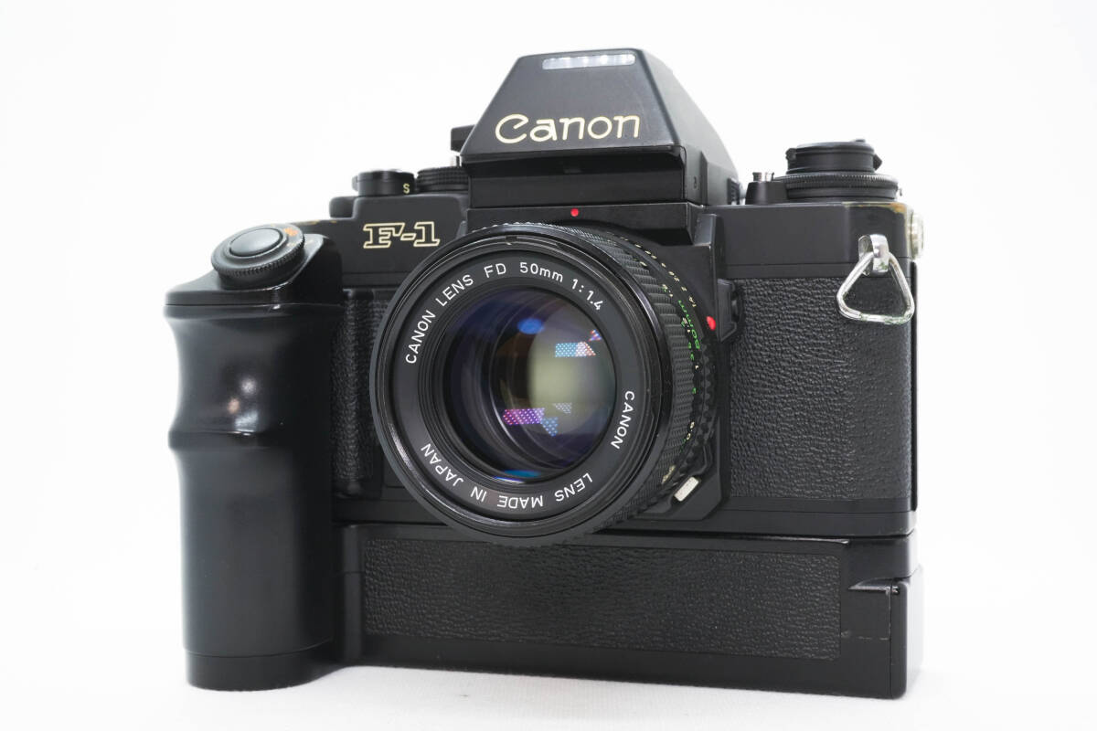 [完動(dòng)美品] Canon NEW F-1＋Canon AE Finder&Winder+Canon NEW FD 50mm f1.4　レンズセット キャノン MFレンズ 一眼レフカメラ