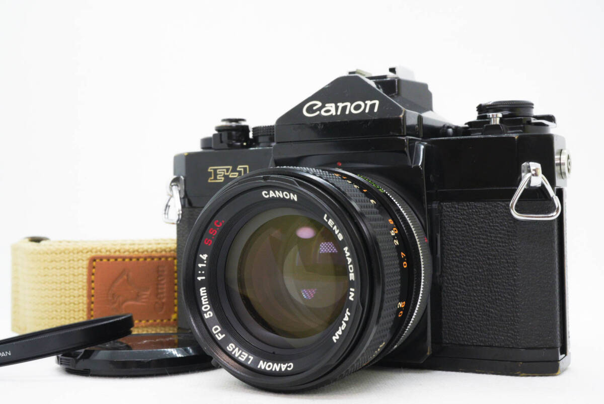 [美品+ストラップ付屬] 露出計動作OK！ Canon F-1 后期モデル＋Canon FD 50mm f1.4 S.S.C.　MFレンズ キャノン MFレンズ 一眼レフカメラ