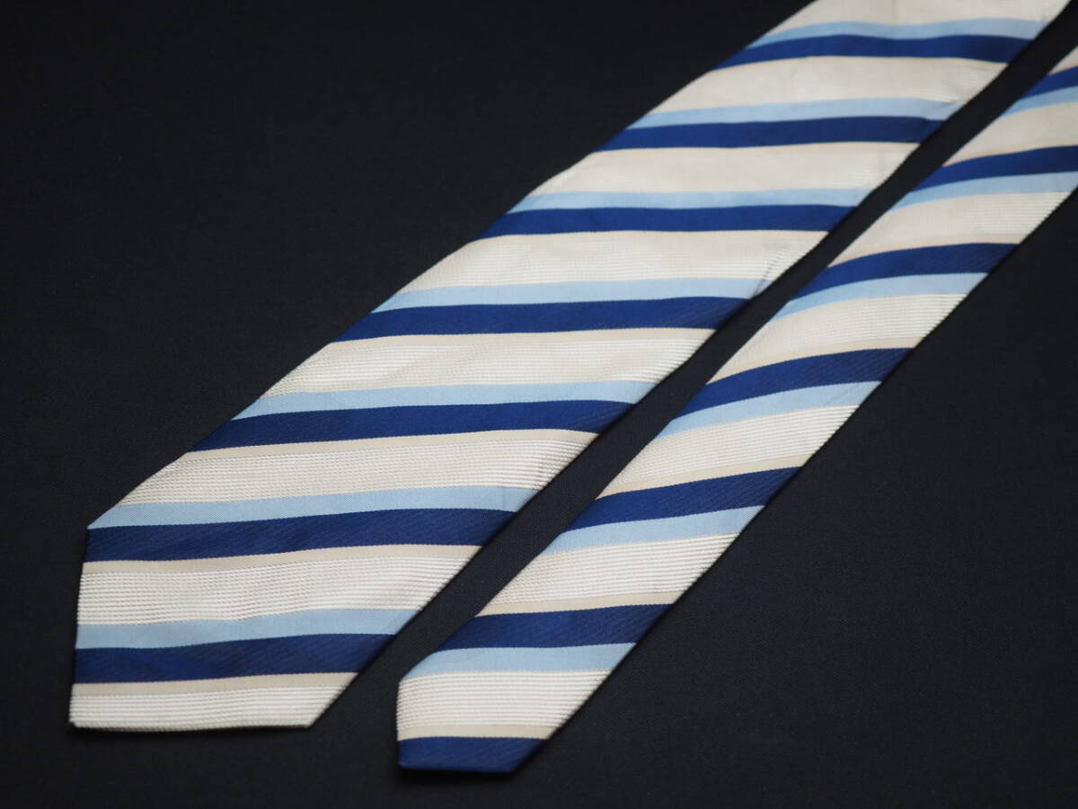 【HUGO BOSS ヒューゴ ボス】 F2068 アイボリー ネイビー系 SILK ブランド ネクタイ 古着 良品 転売 仕入_画像3