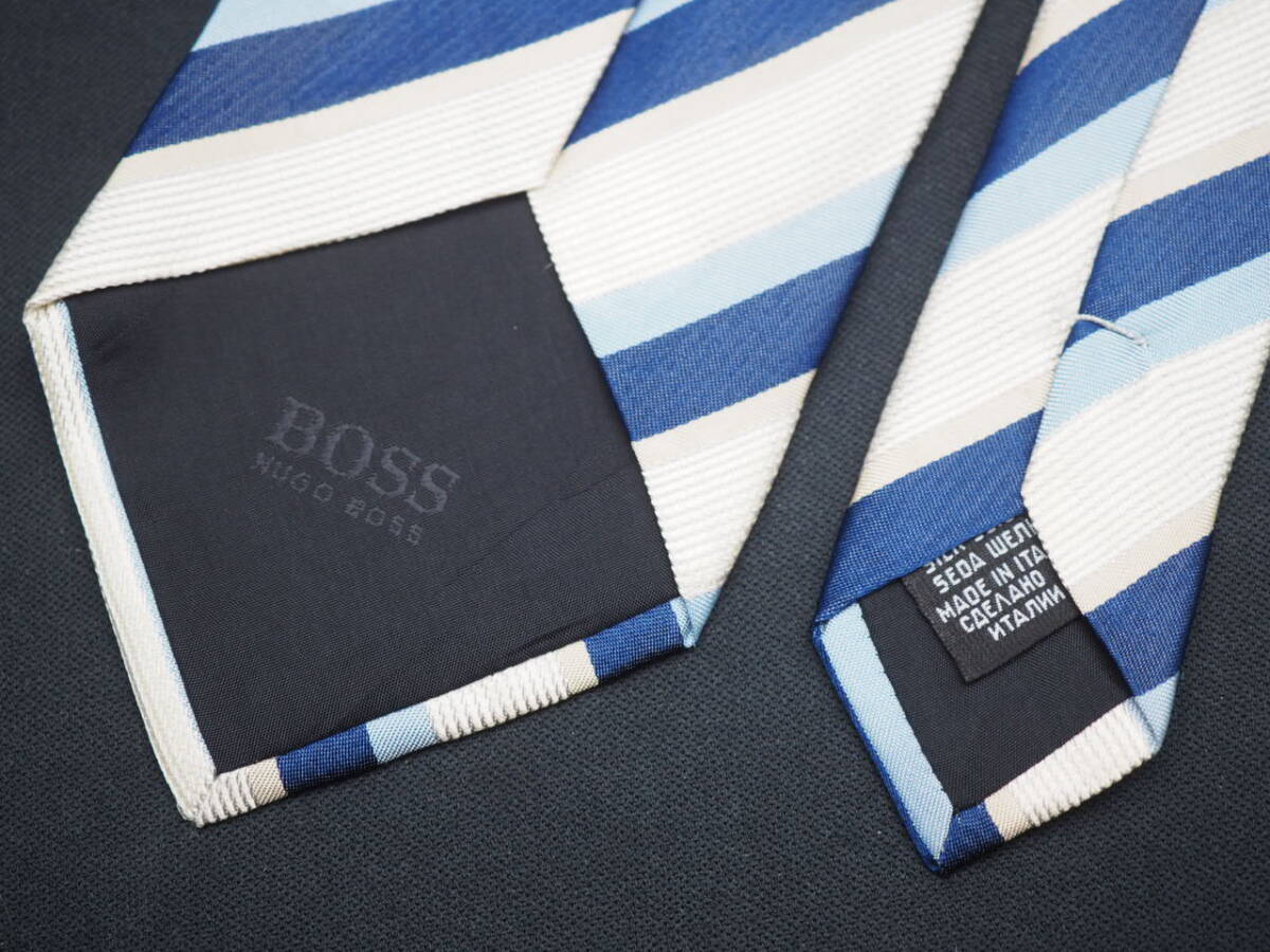 【HUGO BOSS ヒューゴ ボス】 F2068 アイボリー ネイビー系 SILK ブランド ネクタイ 古着 良品 転売 仕入_画像5