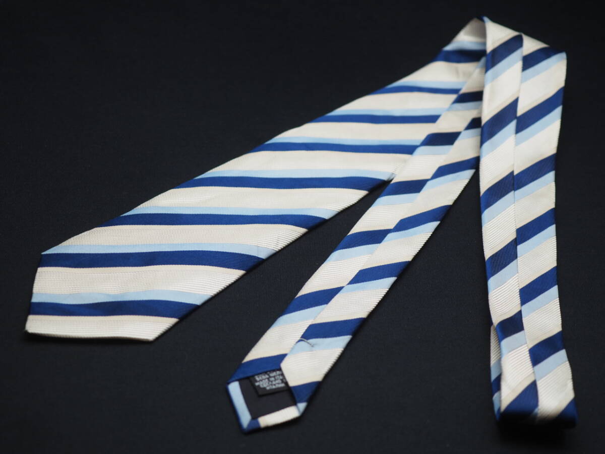 【HUGO BOSS ヒューゴ ボス】 F2068 アイボリー ネイビー系 SILK ブランド ネクタイ 古着 良品 転売 仕入_画像6