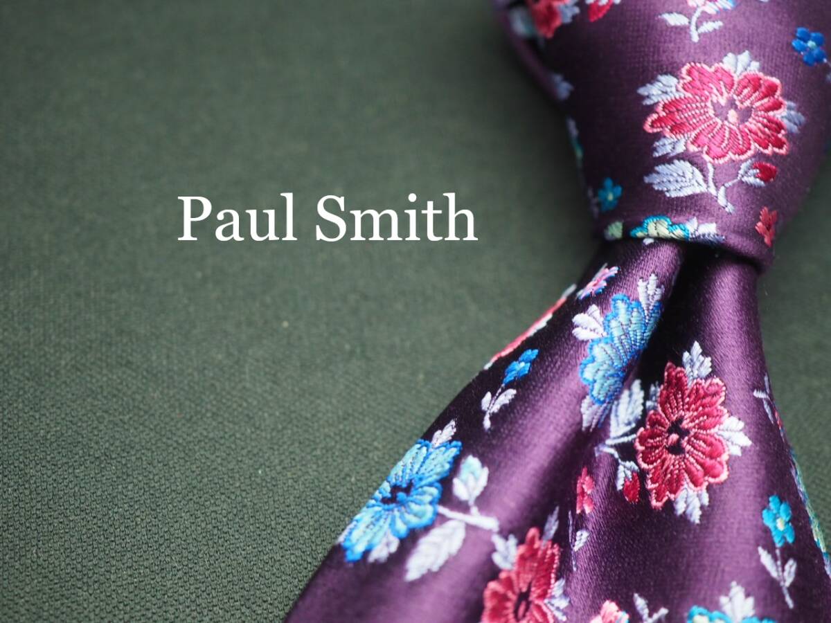美品【Paul Smith ポールスミス】 F2351 花 SILK ブランド ネクタイ 古著 良品 転売 仕入