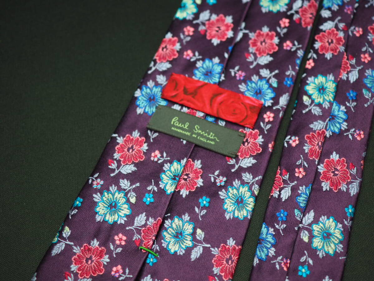 美品【Paul Smith ポールスミス】 F2351 花 SILK ブランド ネクタイ 古著 良品 転売 仕入