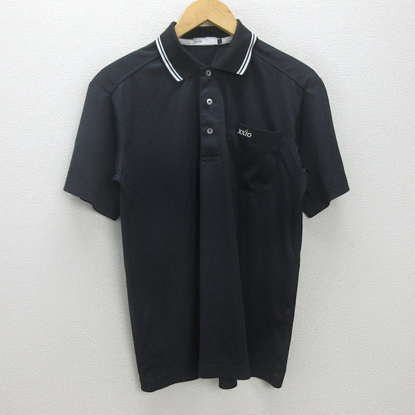 G■ゼクシオ/XXIO 半袖ポロシャツ/ゴルフウエア【M】黒/men's/108【中古】■_画像1