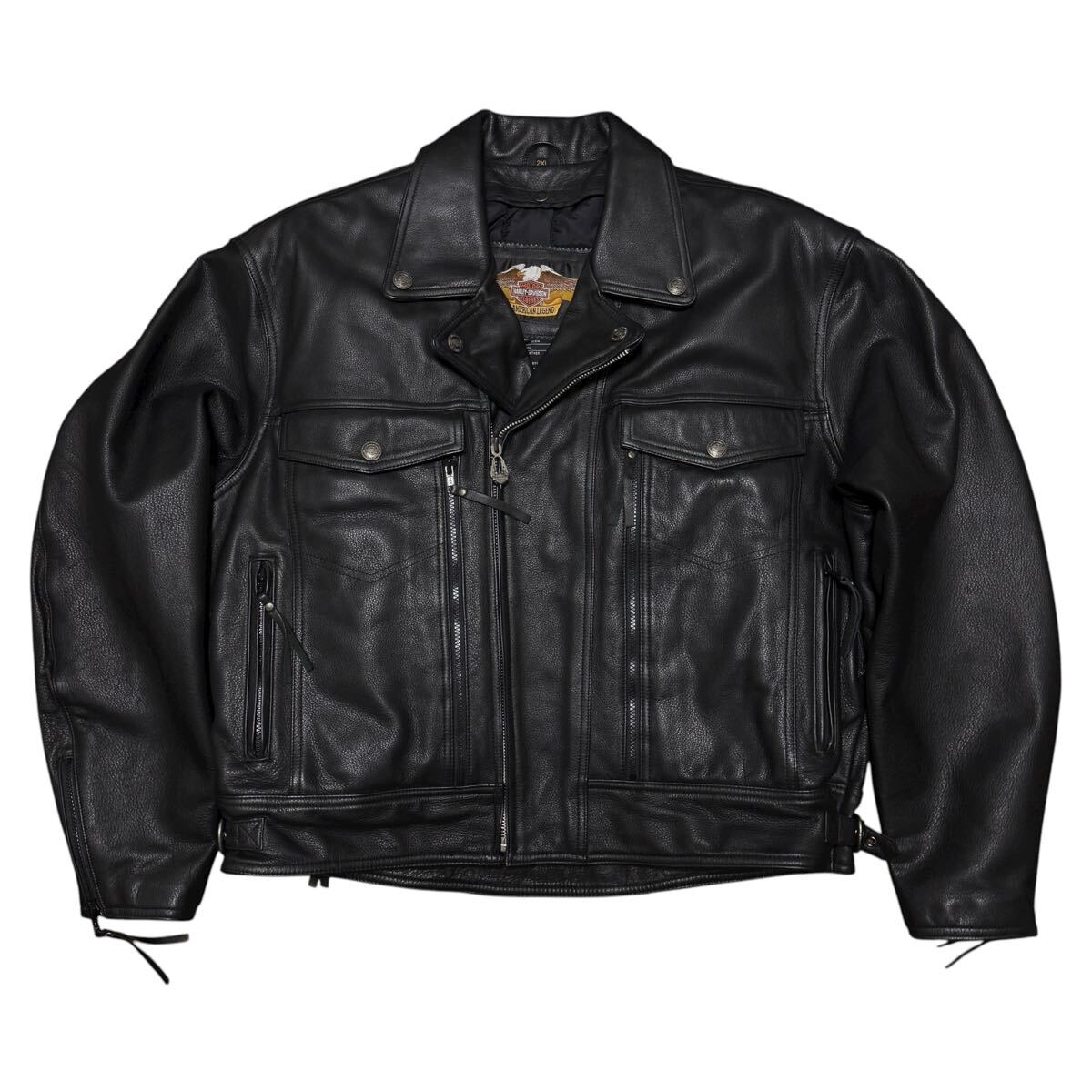 Harley-Davidson ハーレーダビッドソン Leather Double Riders Jacket レザーダブルライダースジャケット ブラック メンズ サイズ2XL_画像1
