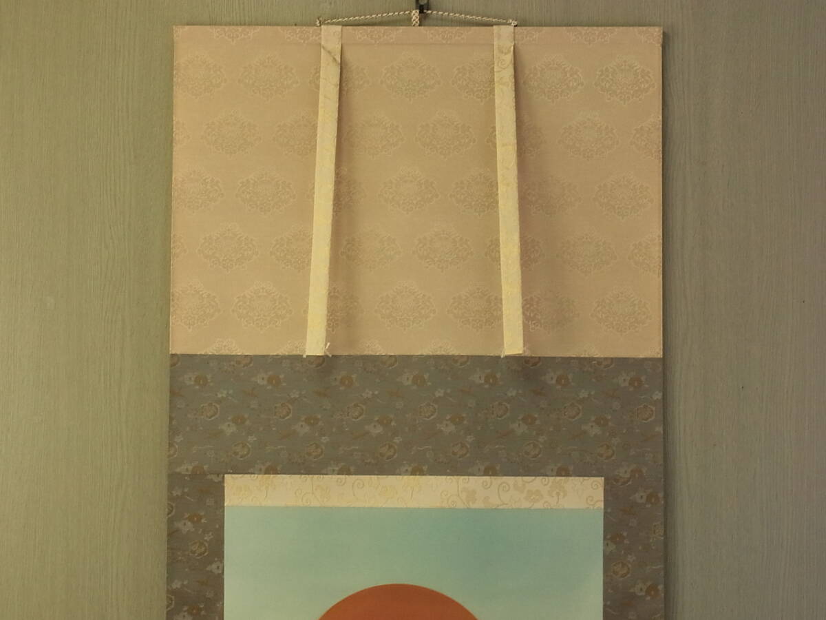 【模写】 t1857 蔵出 掛軸 小川大鳳 寒椿 絹本 共箱 日本画 花鳥 書画骨董 風景 骨董_画像3