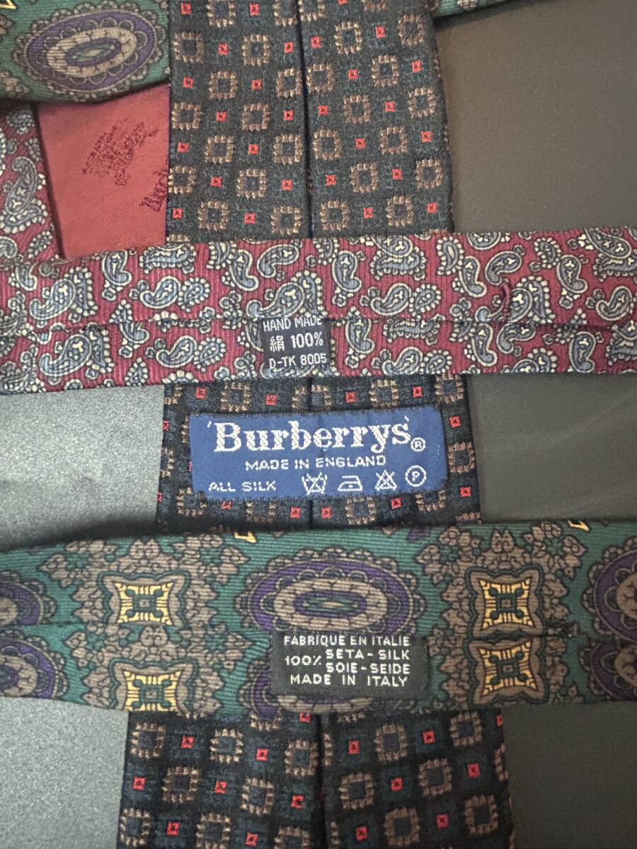 CHANEL 1本 シャネル BURBERRY 2本 バーバリー ネクタイ まとめて 中古 シルク 絹 イギリス制 イタリア制 ALL SILK ペイズリー柄