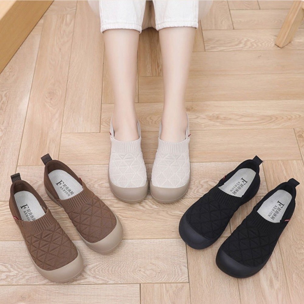 スリッポン レディース スニーカー フラットシューズ パンプス 軽量 通気性 歩きやすい ルームシューズ ブラック 23.0_画像7