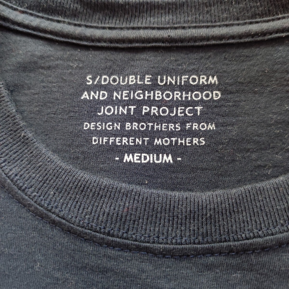  NEIGHBORHOOD S/DOUBLE UNIFORMコラボ ポケット Tシャツ ショーンフォント 胸刺繍入り ネイビー M 単丈 ポケT ネイバーフッド エスダブル_画像4
