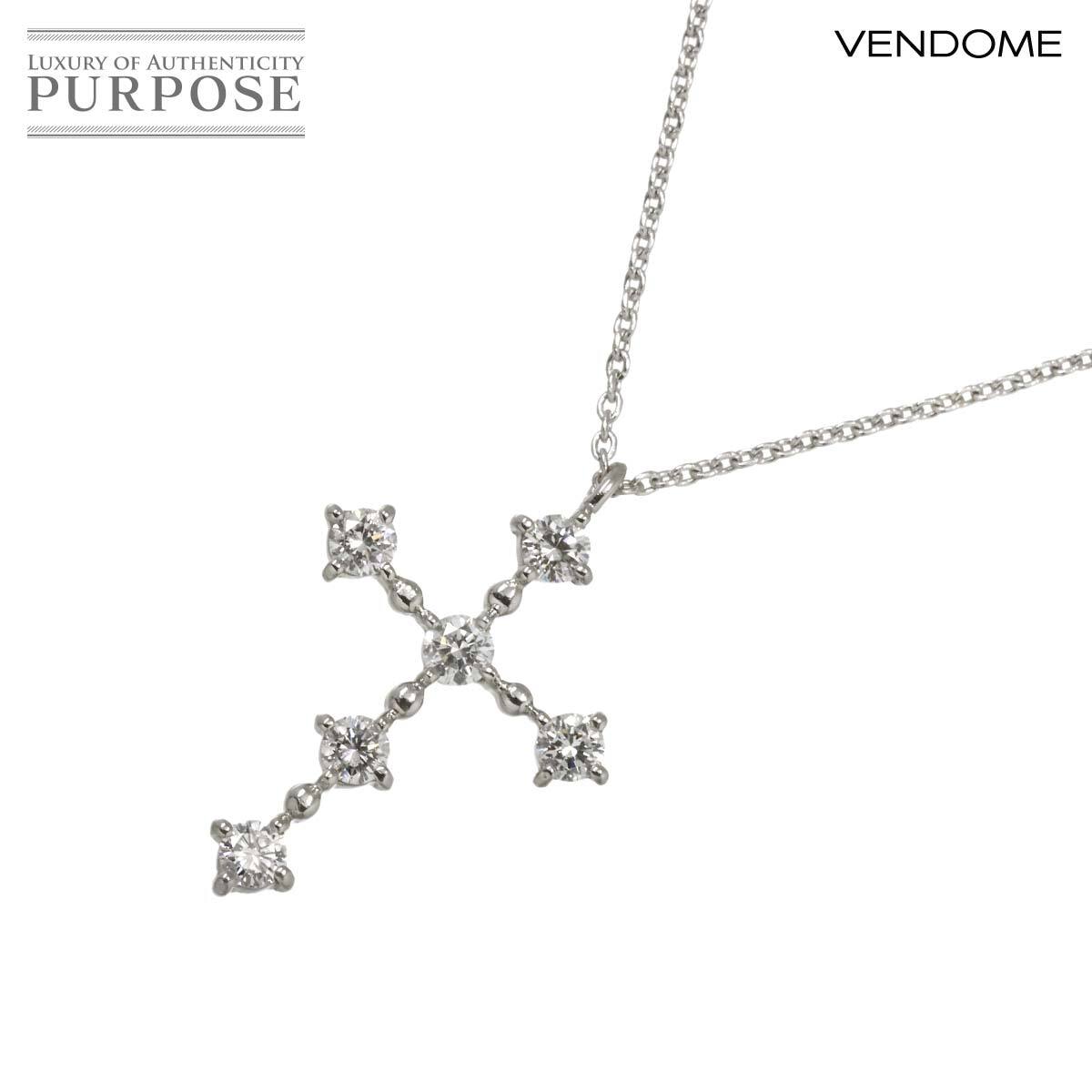  Vendome Vendome Cross diamond 0.38ct колье 40cm Pt платина Diamond Necklace[ сертификат имеется ] 90289785