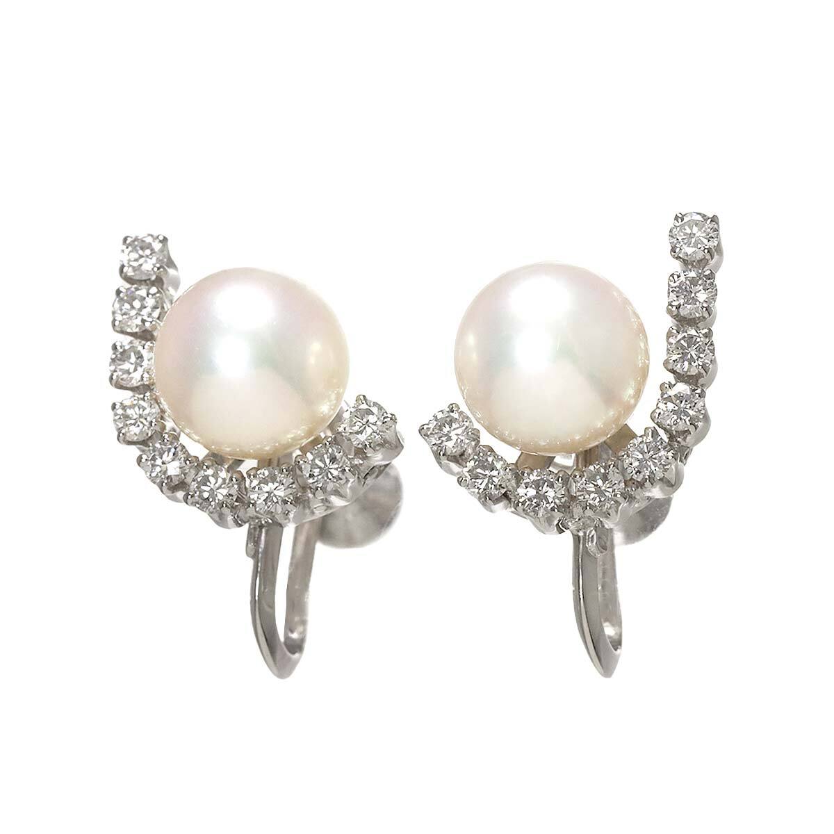 ミキモト MIKIMOTO アコヤ真珠 8.5mm ダイヤ 0.36ct/0.36ct イヤリング K14 WG ホワイトゴールド 585 Akoya Pearl Earrings 90285802_画像2